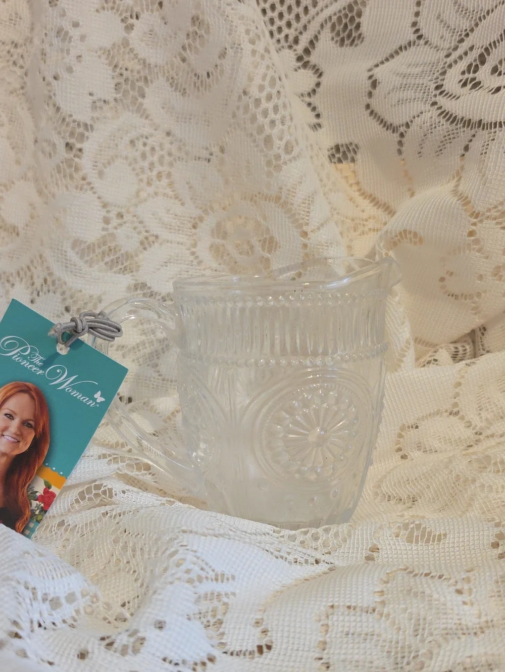 The Pioneer Woman Clear Adeline Creamer Glass with Embossed Pattern NWT